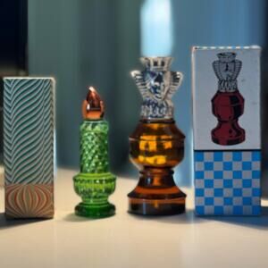 VINTAGE Avon | set of 2 | The Queen & Christmas Candle glass cologne bottles